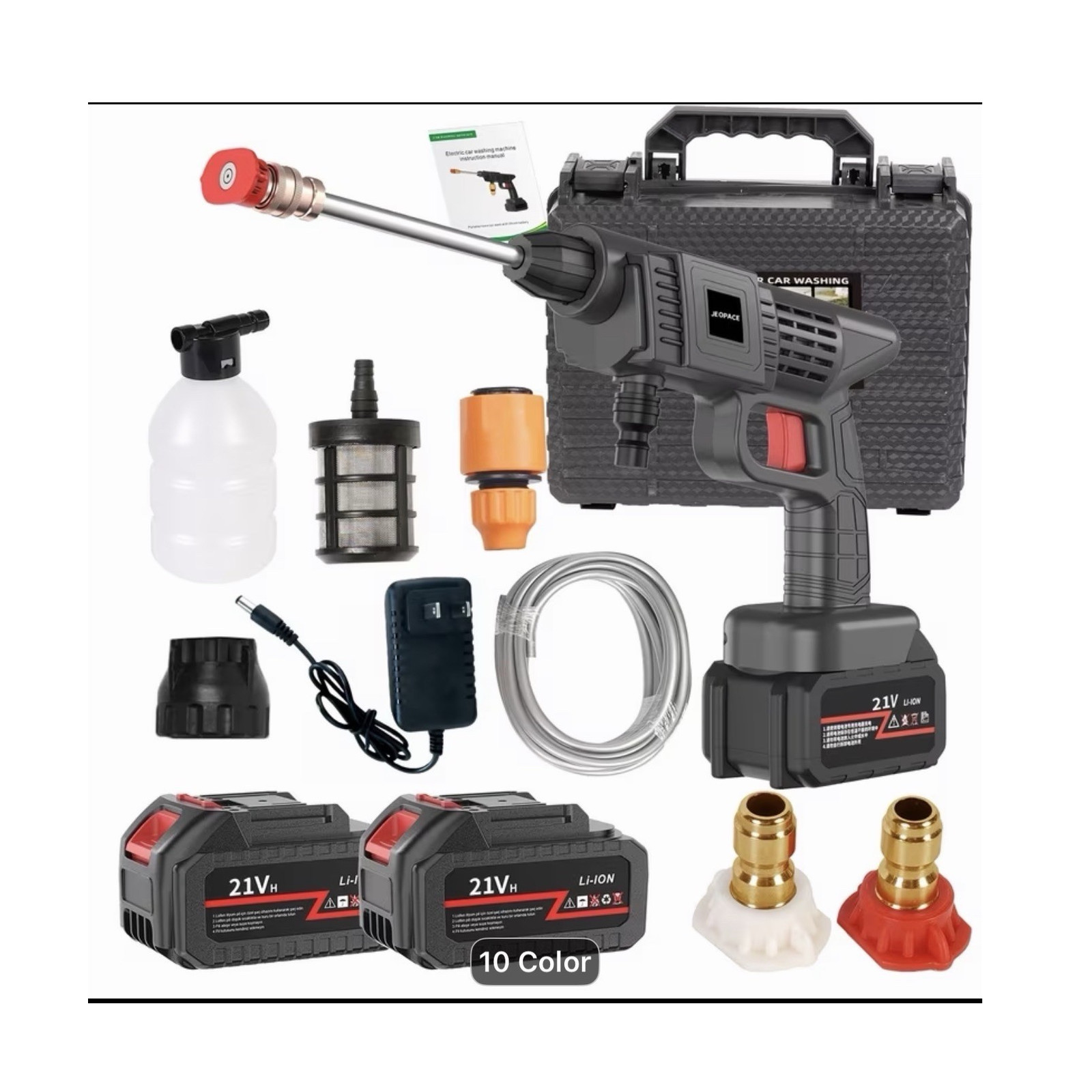 Pressure Washer Kit, Cordless, Multi-function Nozzle, Battery, Hose