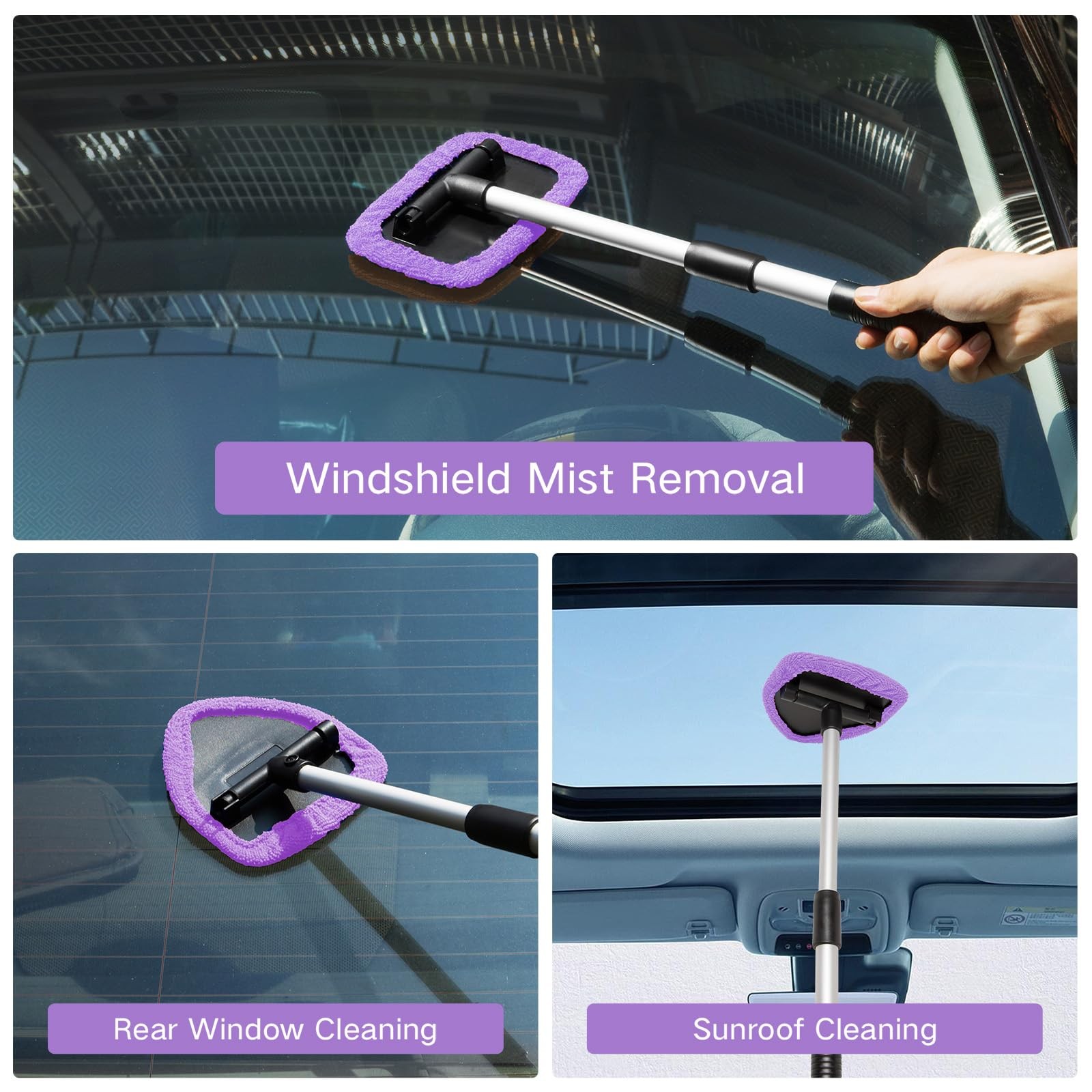 Qydipclin 10pcs Windshield Cleaning Tool Inside Car Window Cleaner Purple