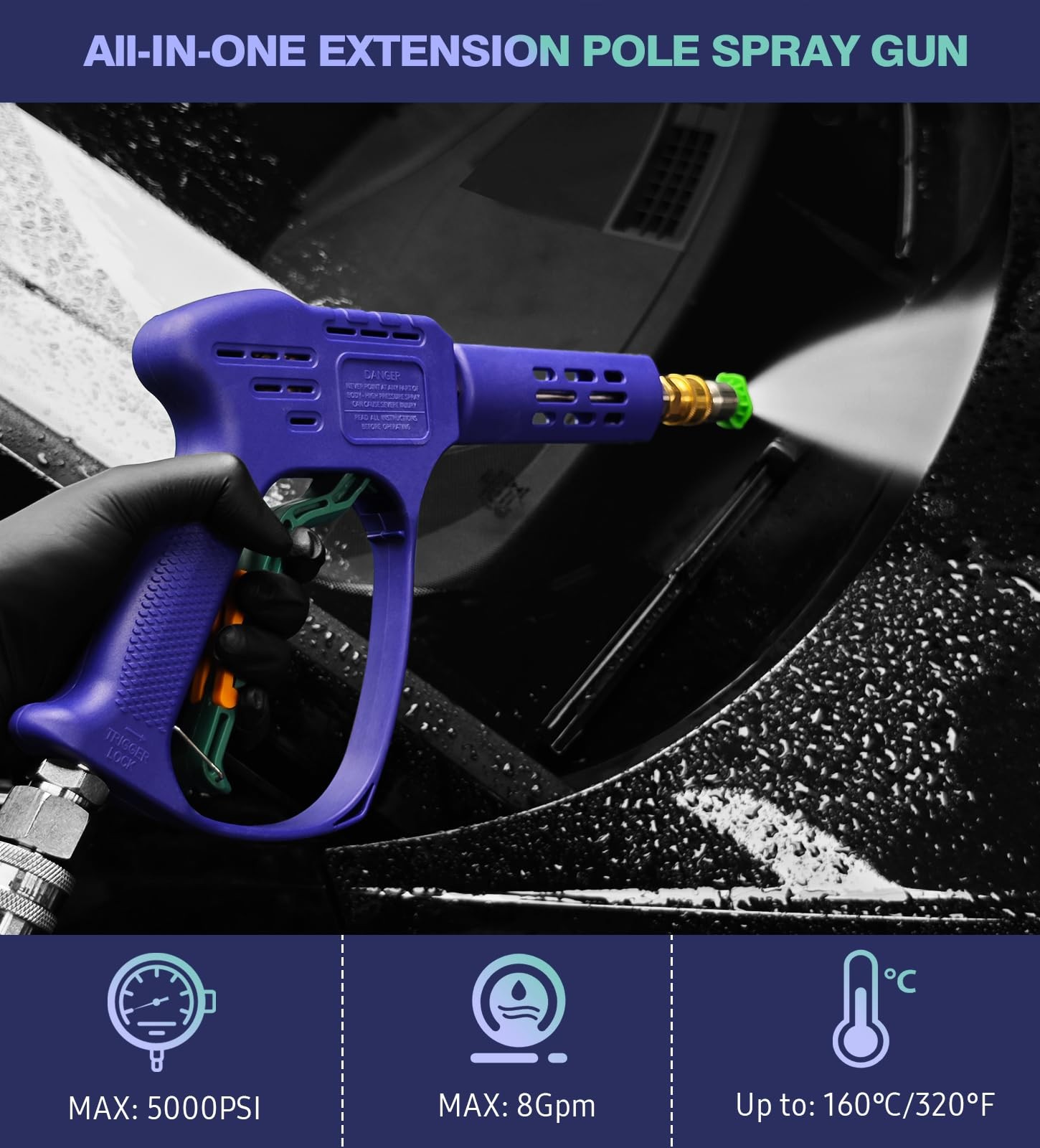 YeewayVeh High Pressure Washer Gun with 3/8″ Quick Connect and M22 14mm / 15m…