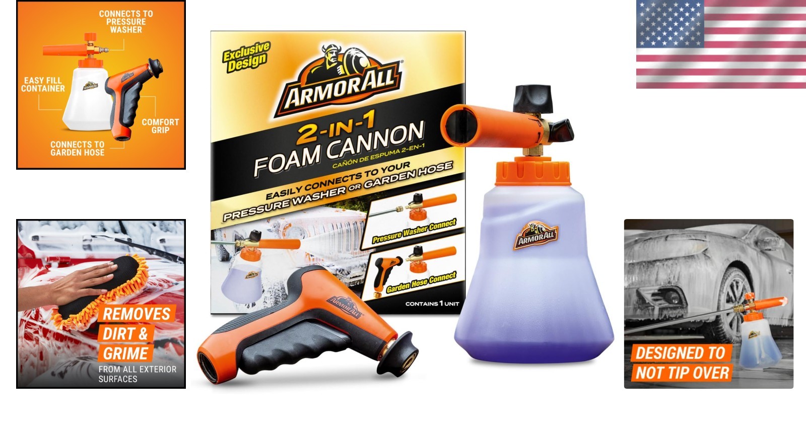 Car Wash Foam Cannon Kit 40 Oz 2-in-1 Foam Applicator Garden Hose Adapter