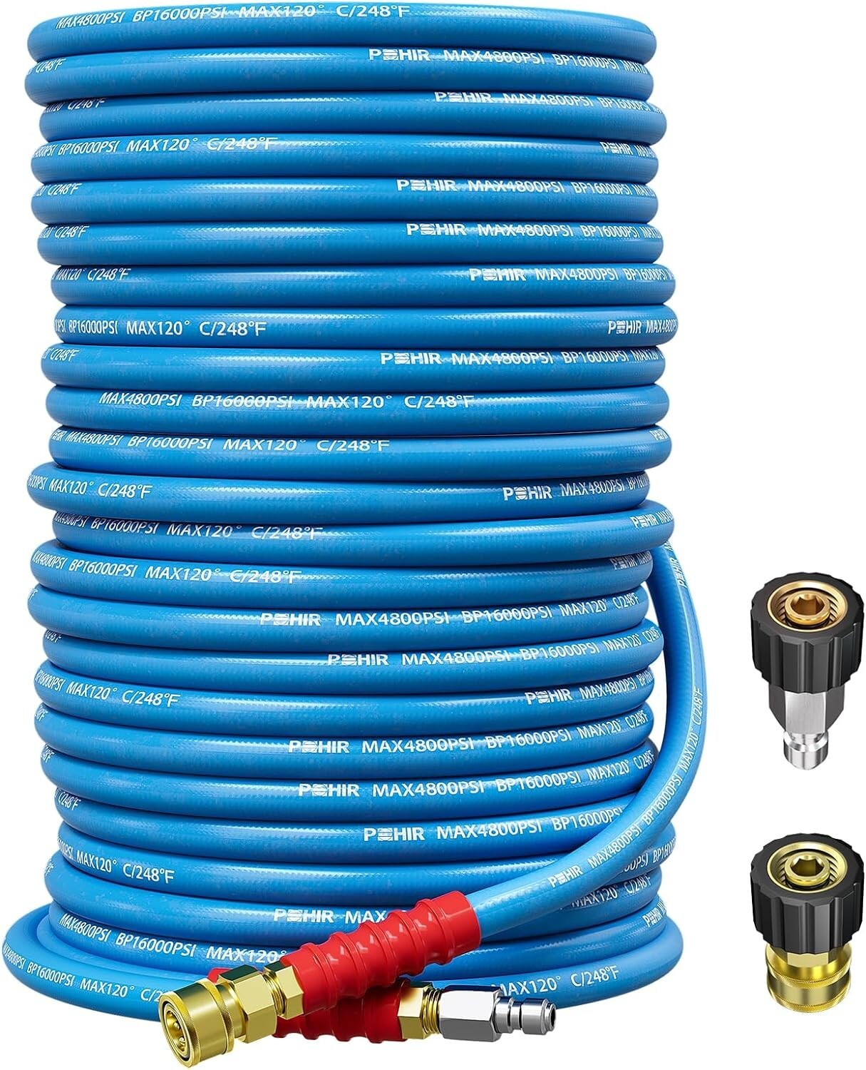 POHIR 100FT 3/8″ Pressure Washer Hose 4800PSI Flexible Power Wire Extension Hose