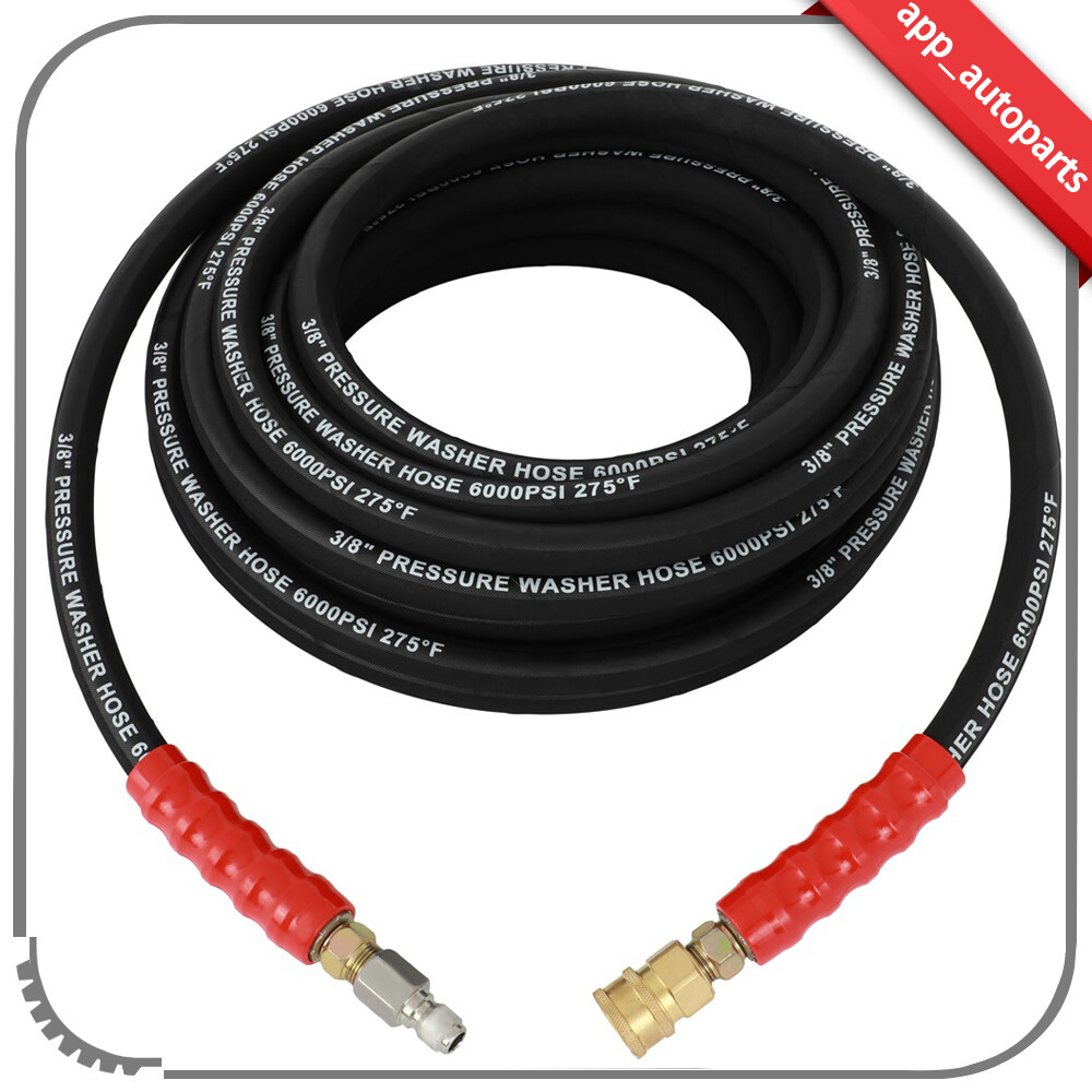 High Quality Hot Water Pressure Washer Hose 3/8″ x 50ft 6000psi 2-Braid R2 Black
