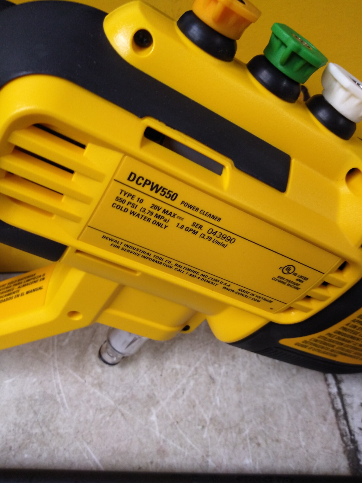 DEWALT DCPW550B Cold Water Pressure Washer (Tool Only)#701