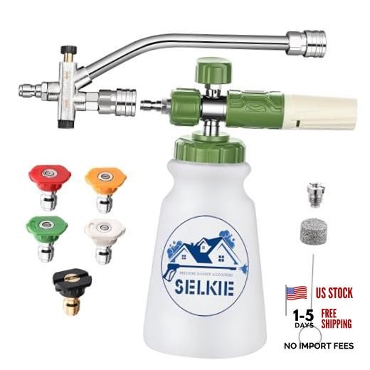 Foam Cannon with Double Tip Attachment,Adjustable Dual White Foam Cannon