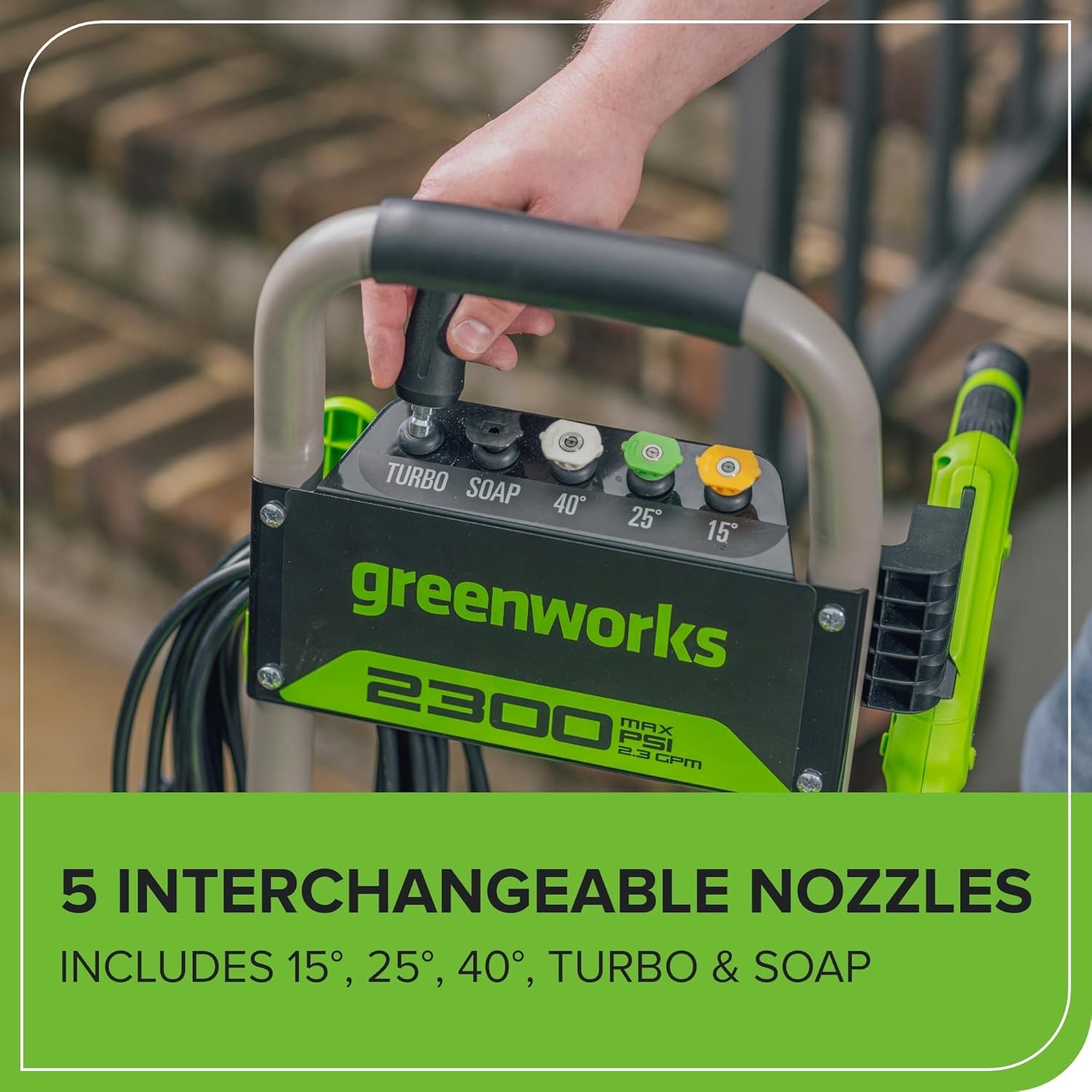 Greenworks 2300 PSI Electric Pressure Washer(Gen2) 35Ft Cord 25Ft Hose 5 Nozzles