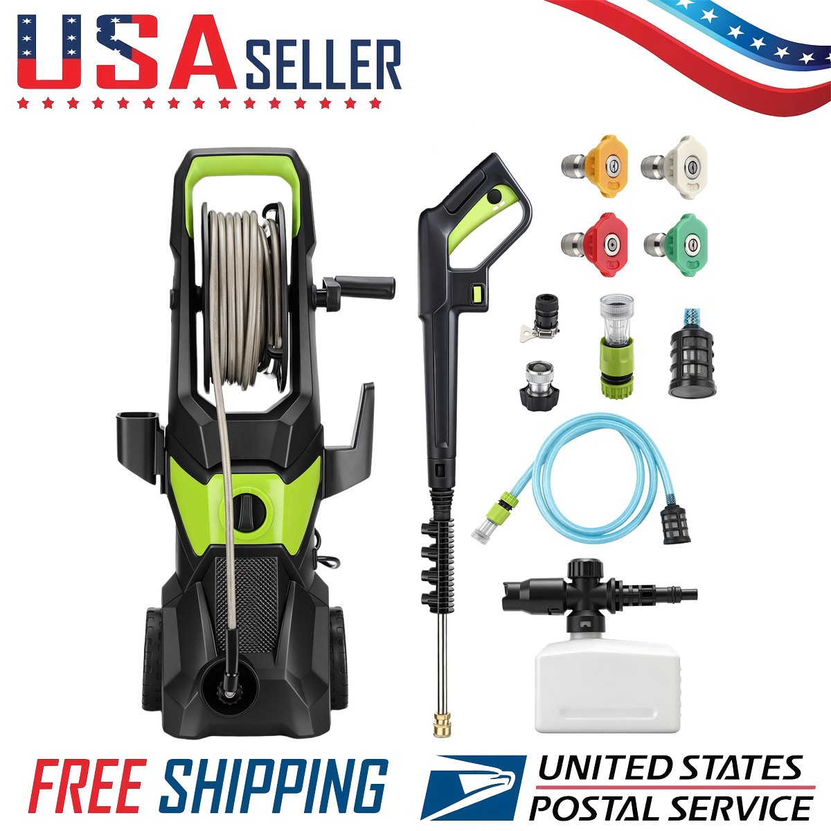 Electric High Pressure Washer 5000PSI 3.2GPM Power Washer With Hose Reel Portabl