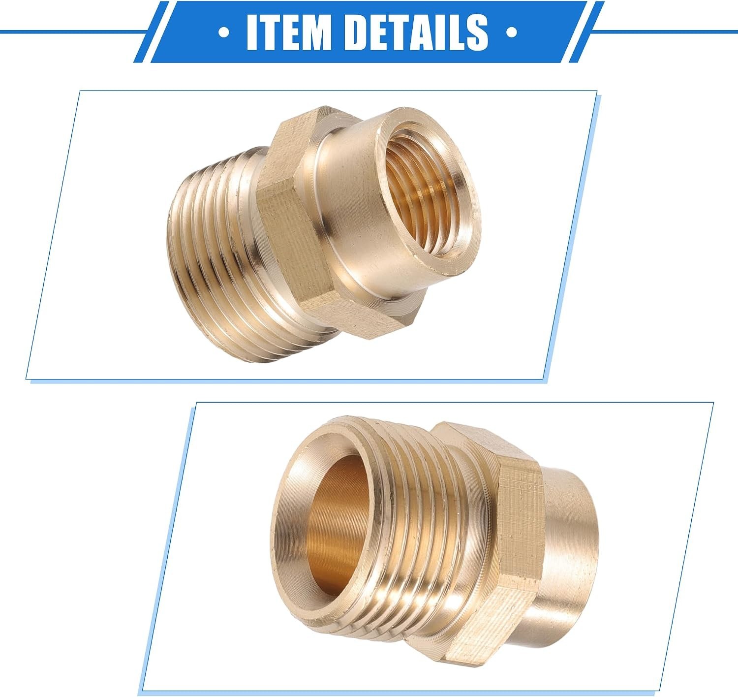1pc Copper Tone Pressure Washer Connector – M14x1.5 to M22x1.5 for Quick Connect