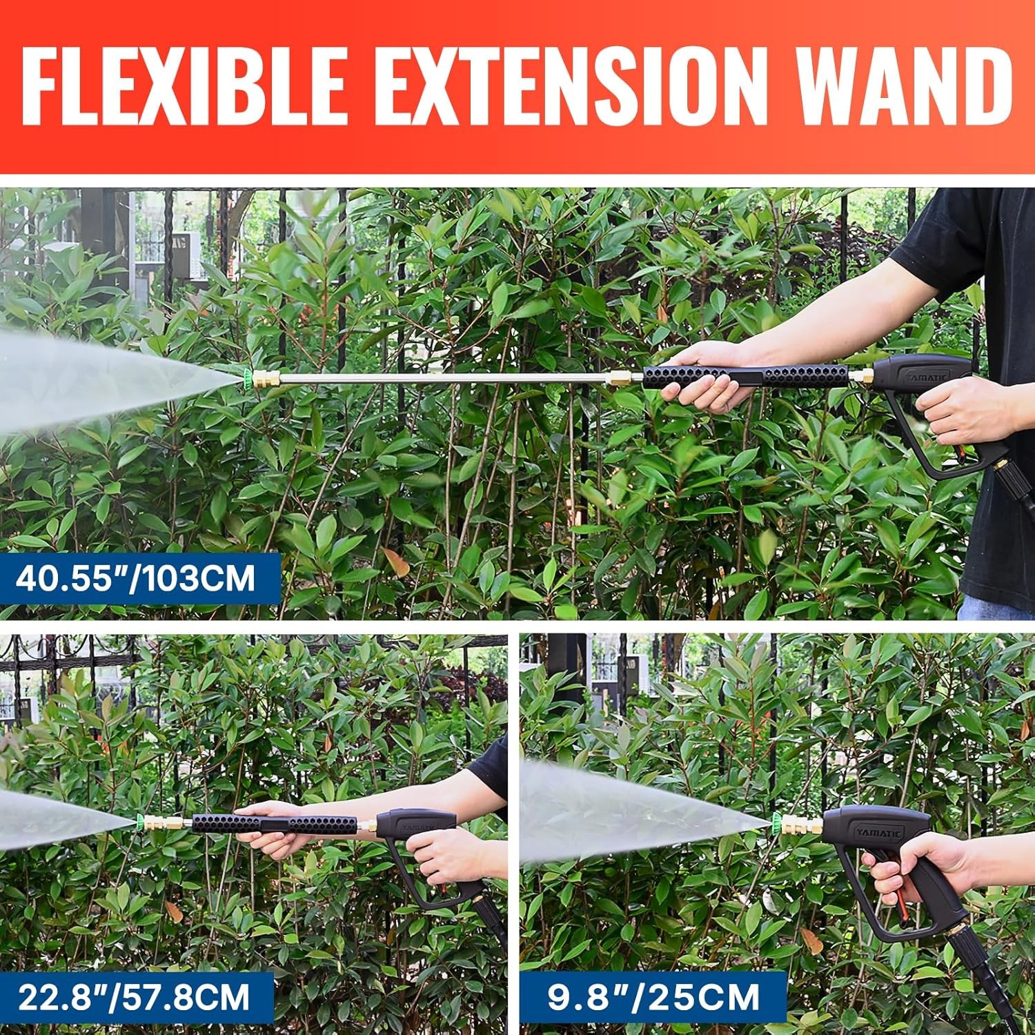YAMATIC Pressure Washer Gun and Wand with 5 Spray Nozzles, M22-14Mm & M22-15Mm F