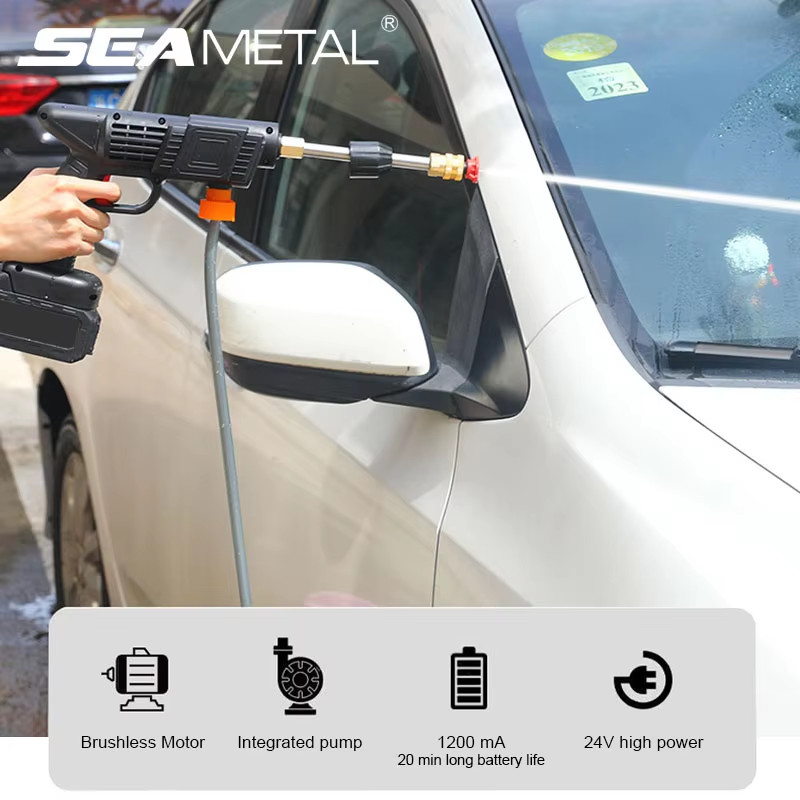 140W 60Bar Wireless High Pressure Car Wash Gun 1200Mah Foam Generator Water Gun