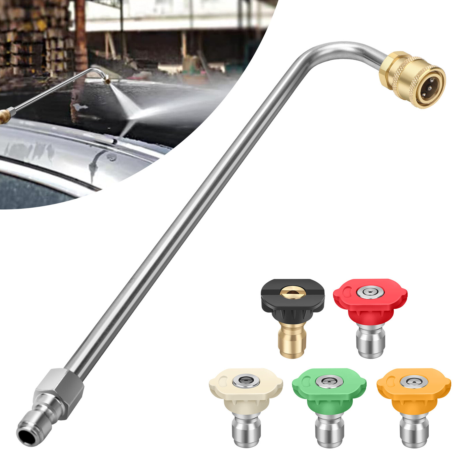 1/4” Pressure Washer Extension Wand with 5 pcs Spray Nozzle Tips