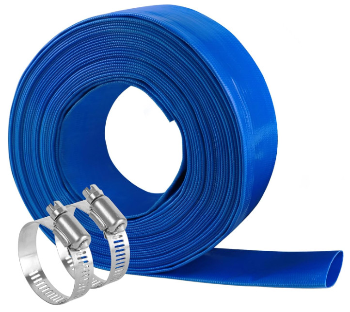Manguera piscina 2″x50FT resistente presión, drenaje agua, flexible azul