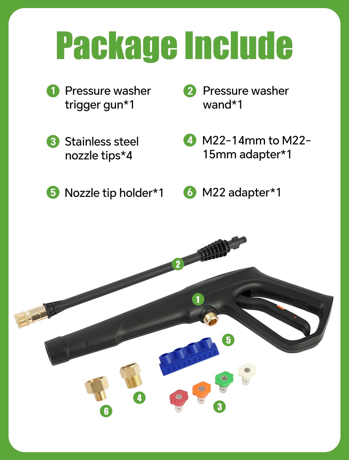 Pressure Washer Gun Set M22-14mm M22-15mm Fit Ryobi Karcher Greenworks 2320PSI