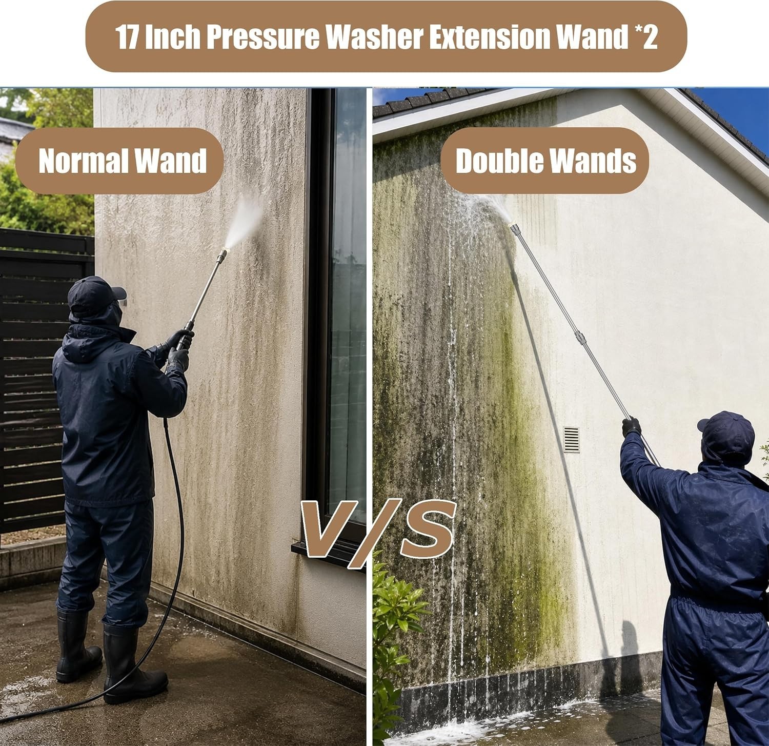 17 Inch Stainless Steel Pressure Washer Lance Set – Universal 1/4 Inch Connect
