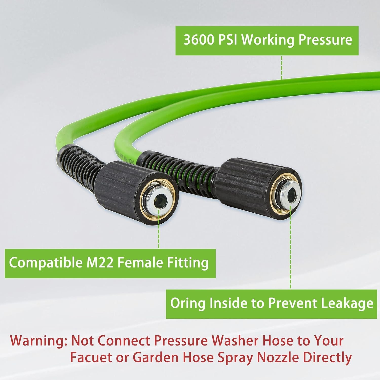 Lightweight Pressure Washer Hose Replacement, 3600 PSI