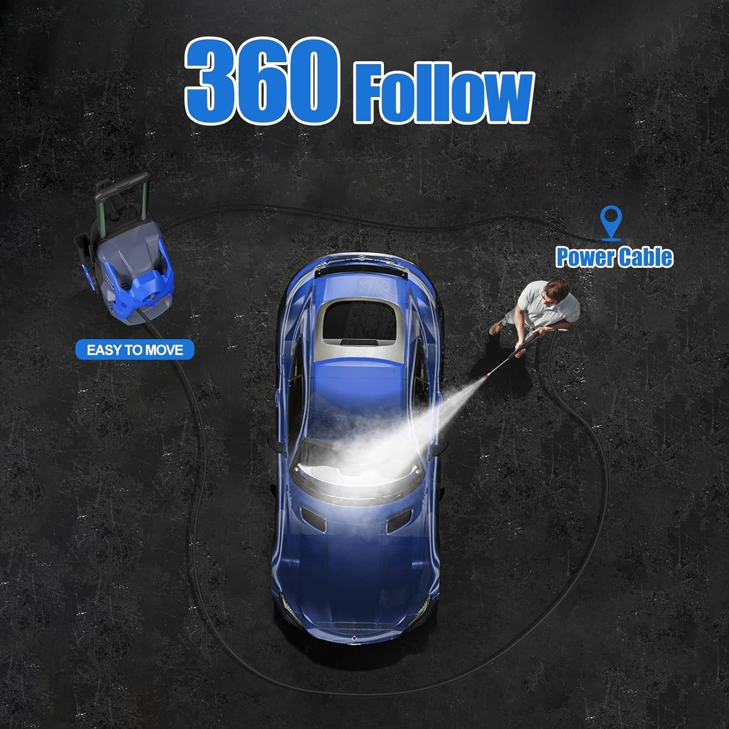 Power Washer 1500 PSI 1.4 GPM Pressure Washer 4 Nozzles, 500ml Foam Cannon Clean