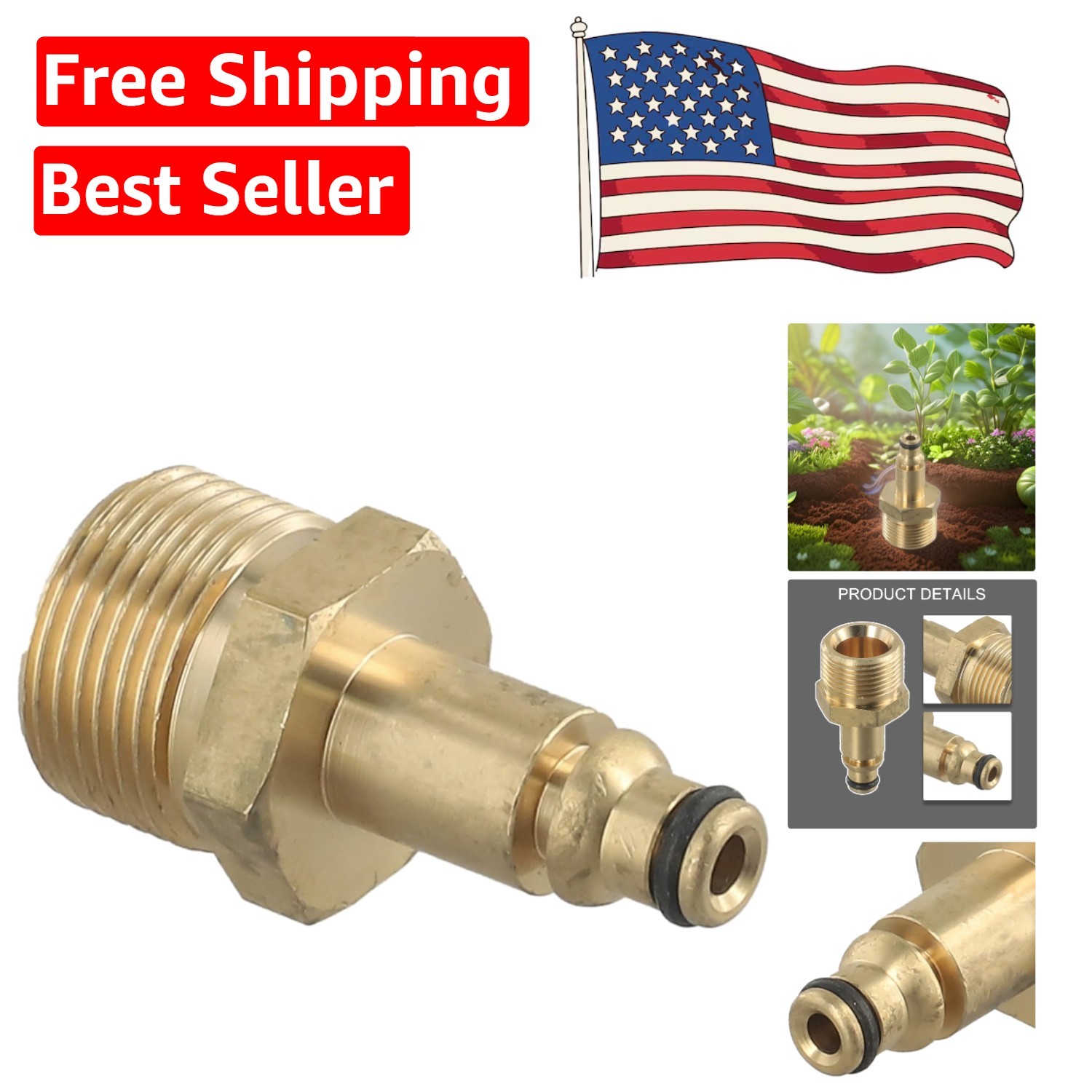 Gold M22 Adapter – High Pressure Hose Connector for Reliable Performance