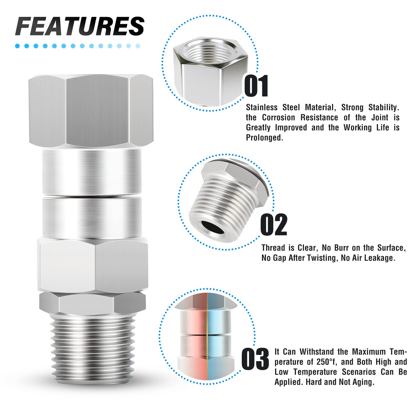 Pressure Washer Swivel, 3/8 Inch NPT Male Thread Fitting, Stainless Steel, Ki…