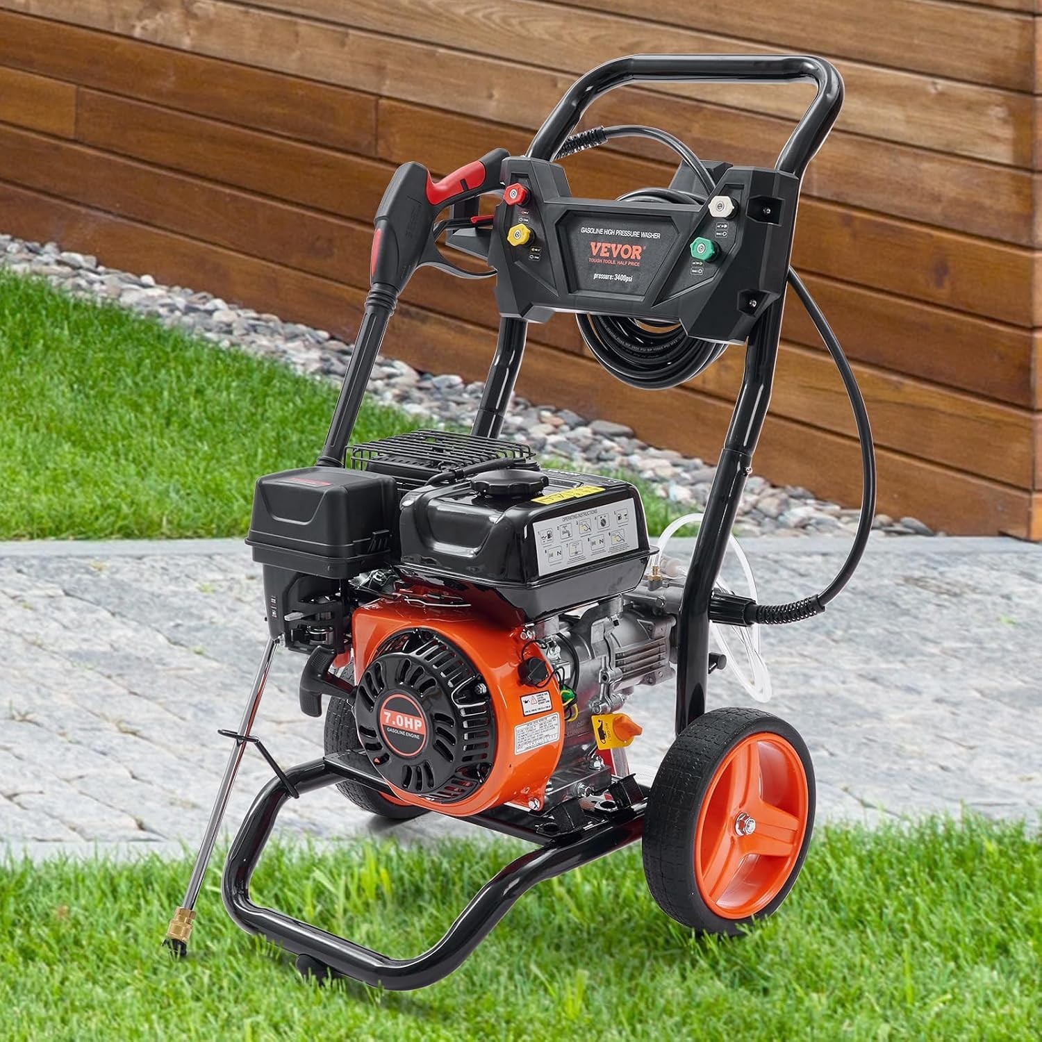 Gas Powered Pressure Washer 3400 PSI 2.6 GPM, with Spray Gun and Extension Wa…