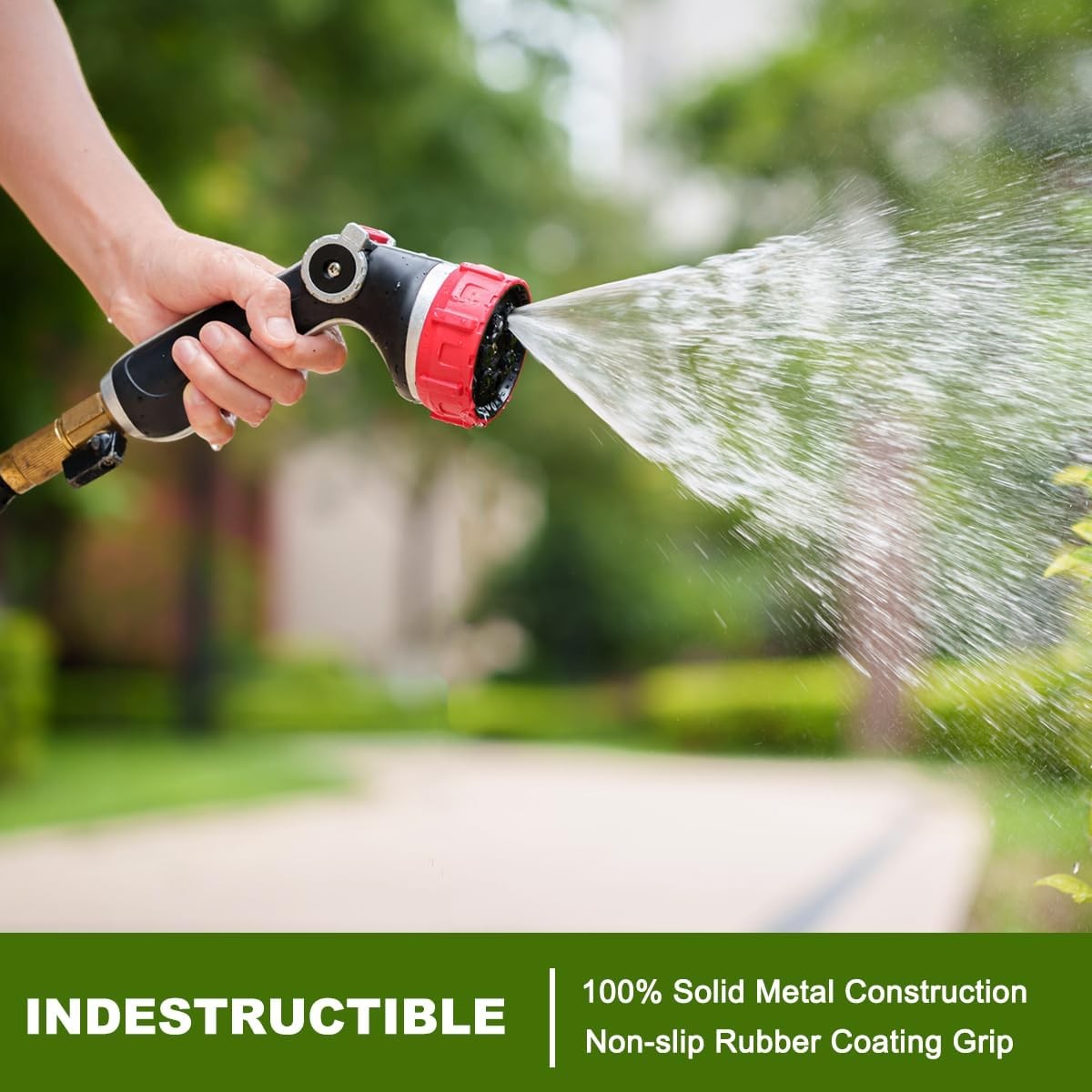 100% Metal Garden Hose Nozzle, 3 Adjustable Jet Modes, 7 Patterns