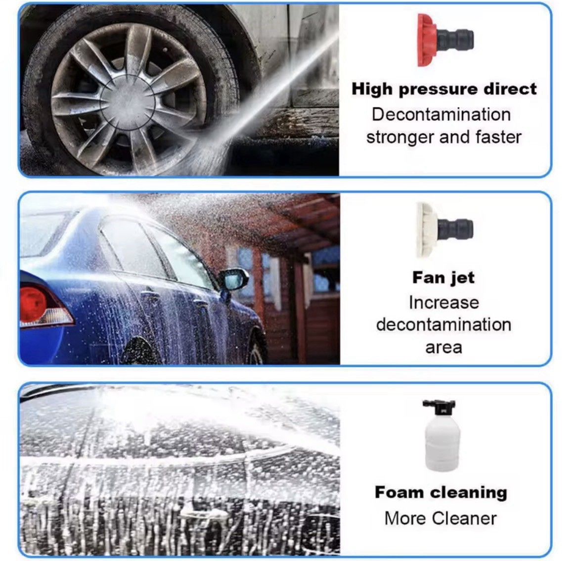300W Cordless Pressure Washer 30Bar Car Wash Spray Gun 12000mAh Foam Cannon