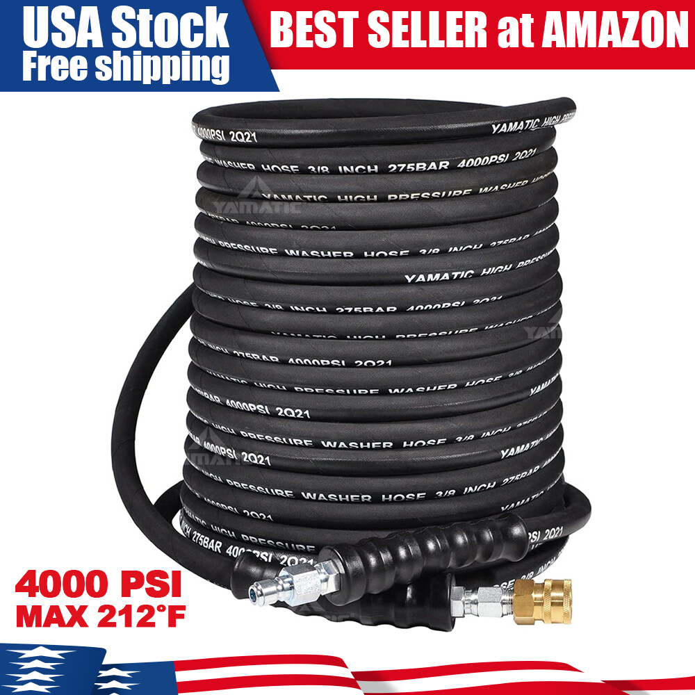 YAMATIC 3/8″ Pressure Washer Hose for Hot Water 4000 PSI Kink Resistant