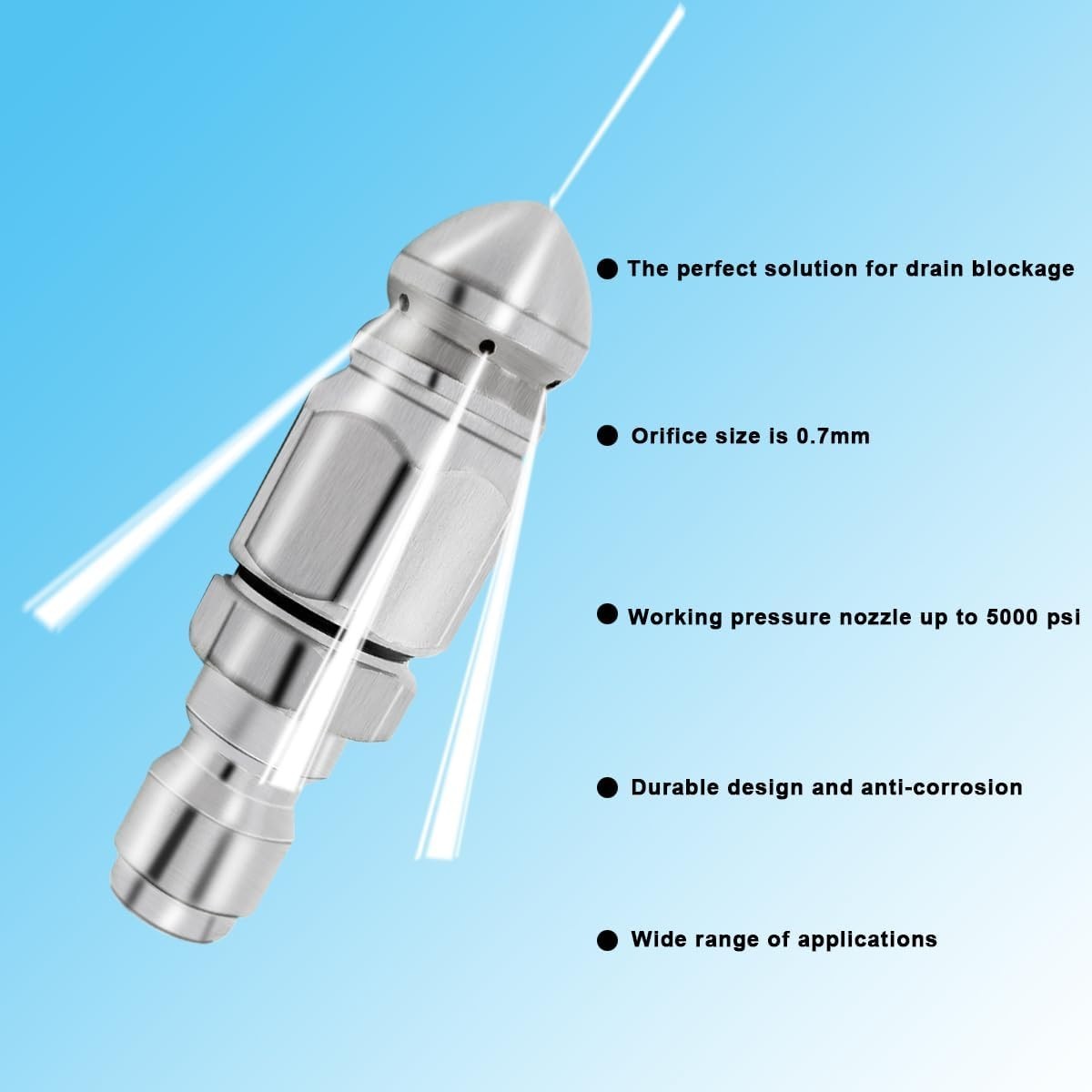 1 Set Stainless Steel Pressure Washer Sewer Jetter Nozzle, 1/4″ Quick Connect…