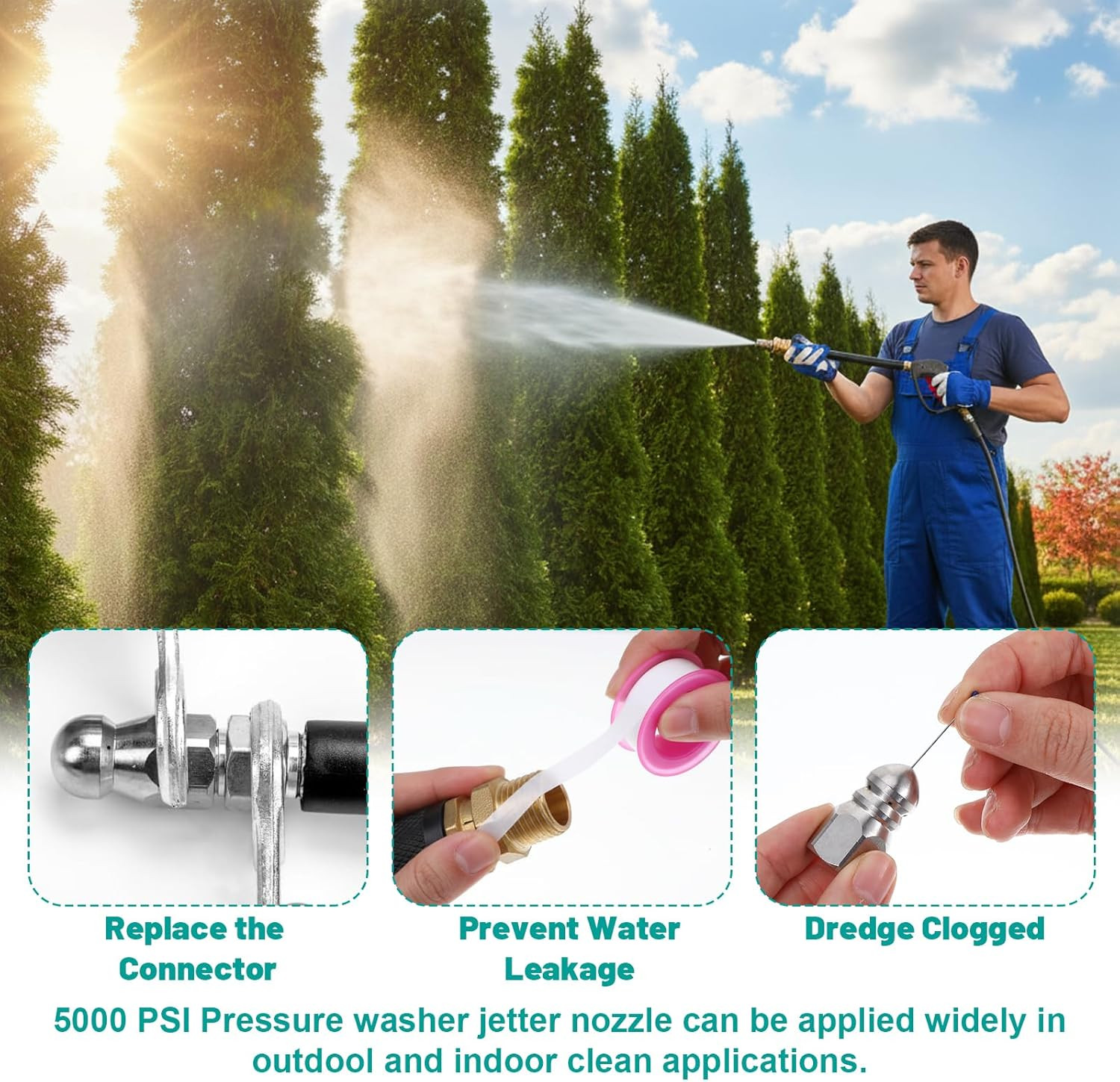 10Pcs Sewer Jetter Nozzle Kit with 1/4″ & 3/8″ NPT Quick Connectors,With 50 Need