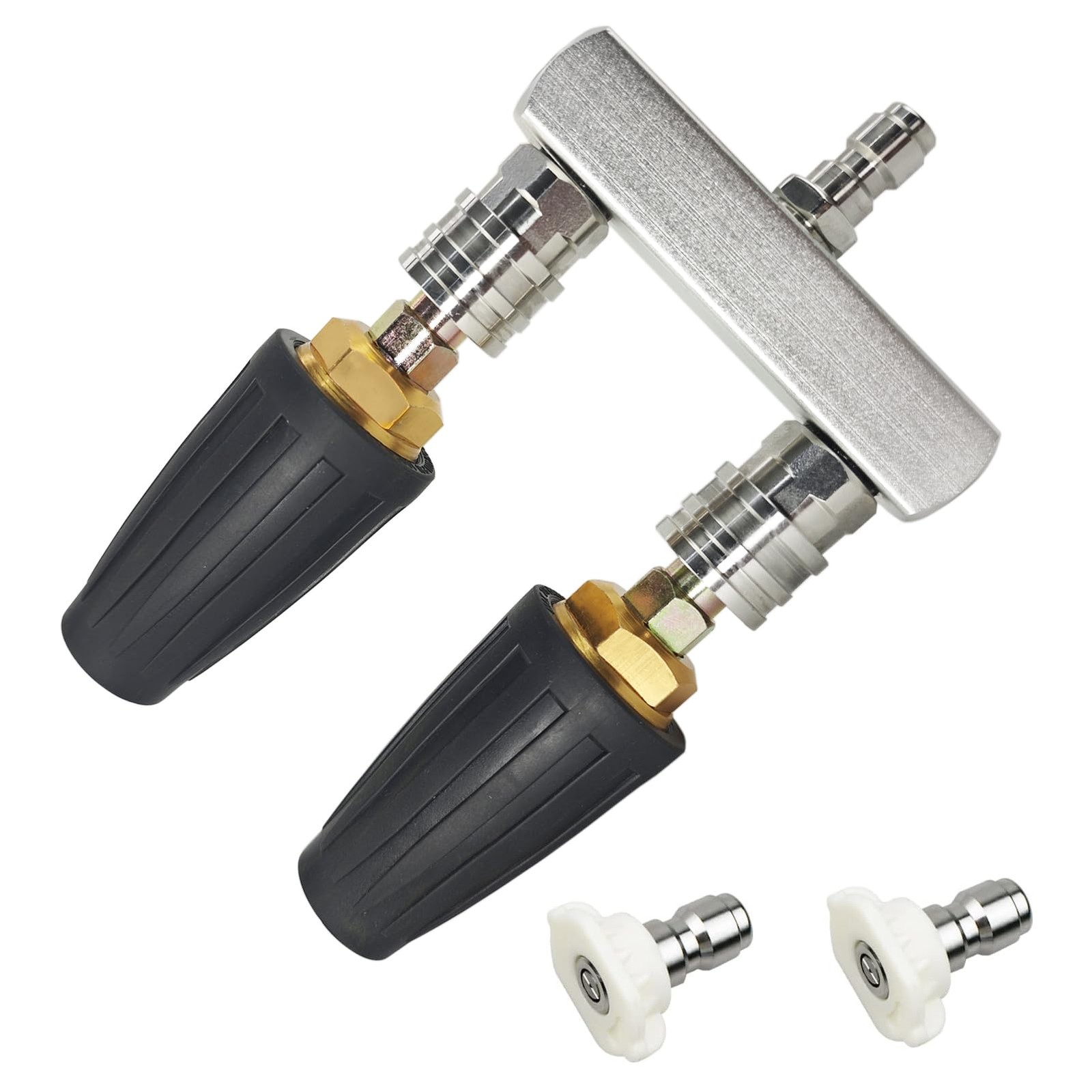 Dual Turbo Nozzle Pressure Washer Tips 2 In 1 With 2 PCS 360 Rotating Tool