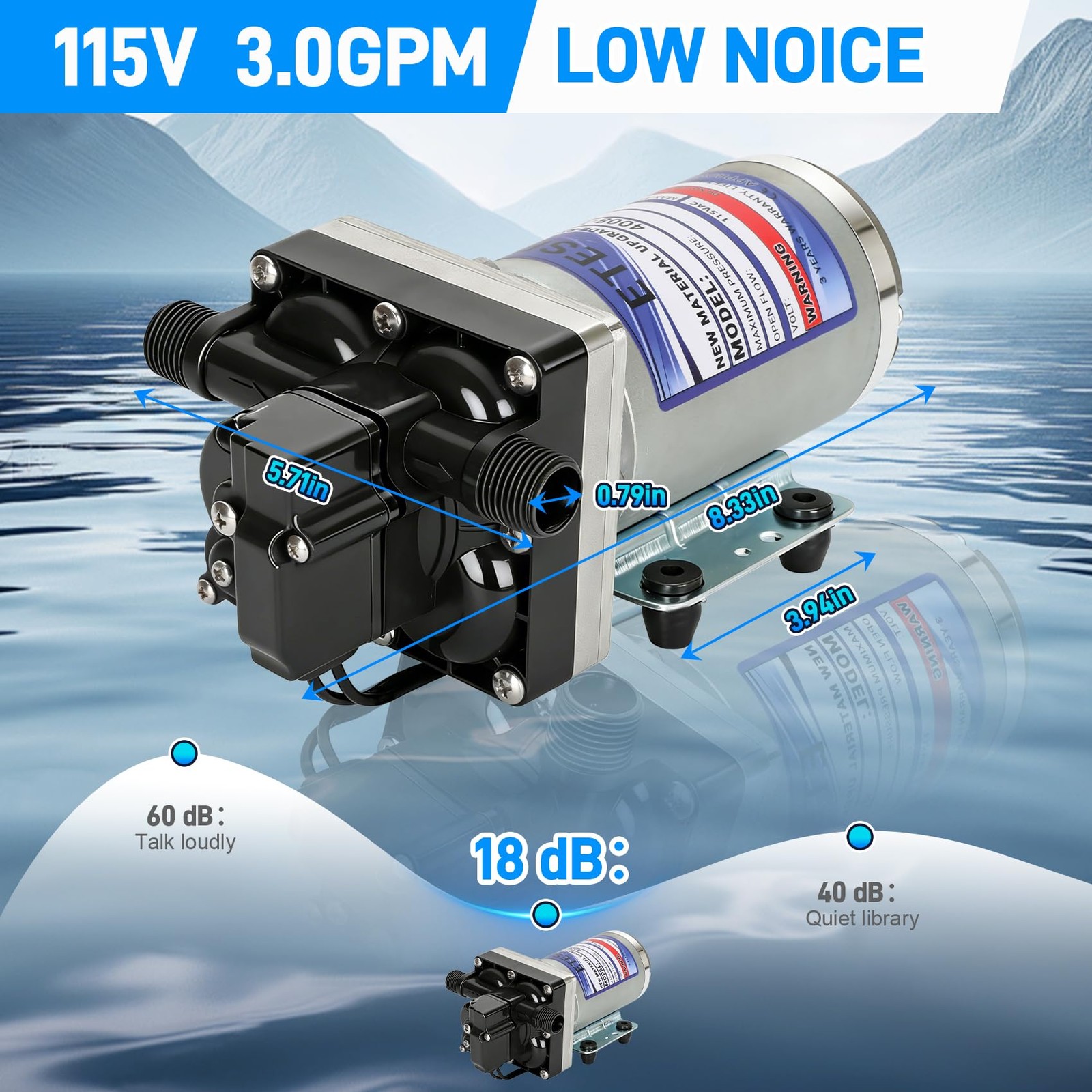 4008-171-A65/E65 Water Pump 115V 3.0GPM with Strainer Portable Electric Utility