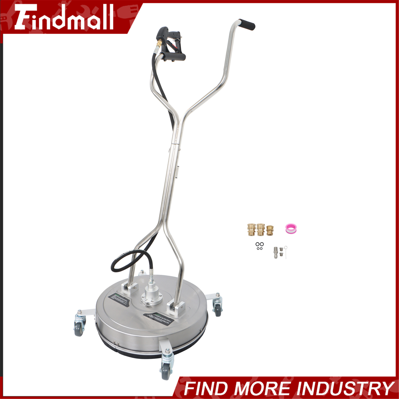 Findmall 20″ Pressure Washer Surface Cleaner w/ Handles & Wheels Quick Connect