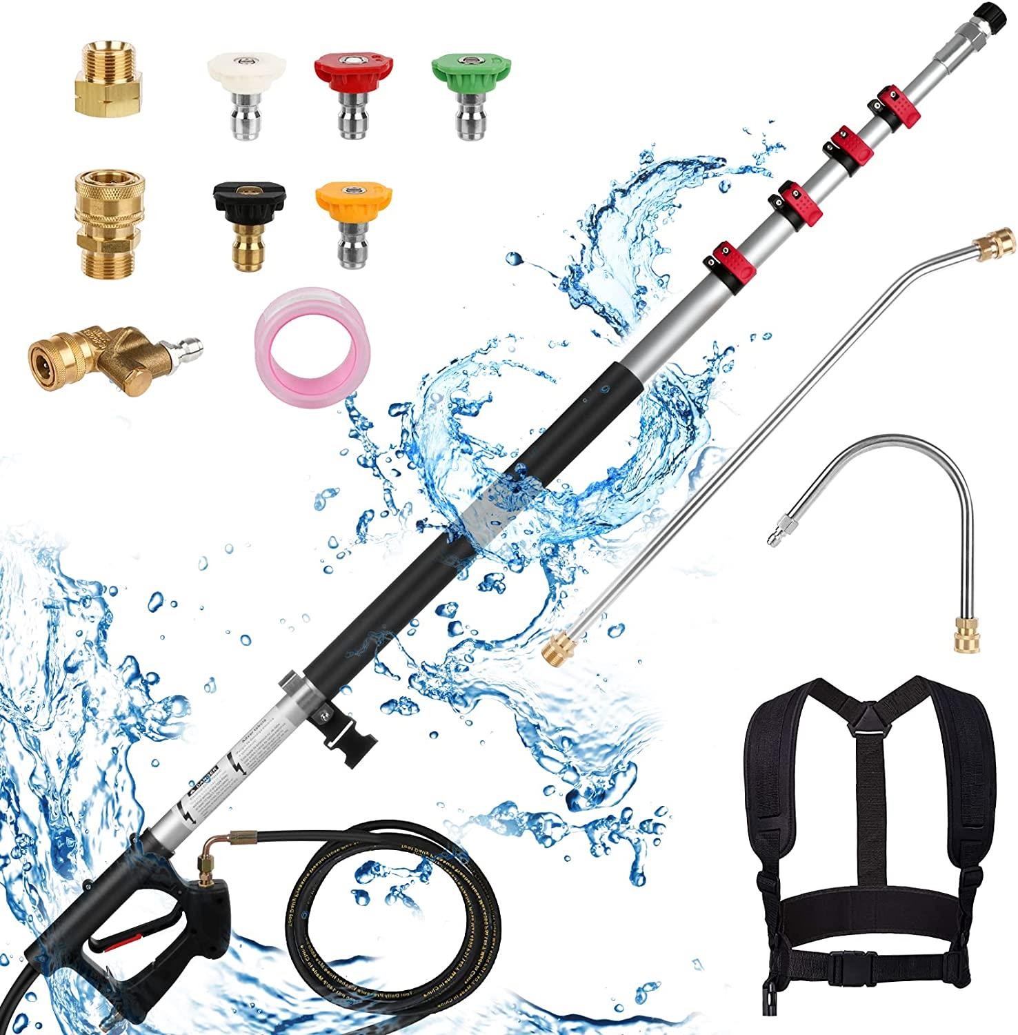 24FT Telescoping Pressure Washer 4000PSI with 5 Spray Nozzle for Roof Washing