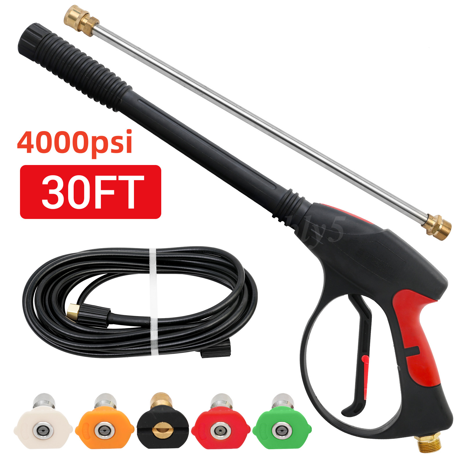 High Pressure Car Power Washer Gun 4000PSI Spray Wand Lance Nozzle and Hose Kit