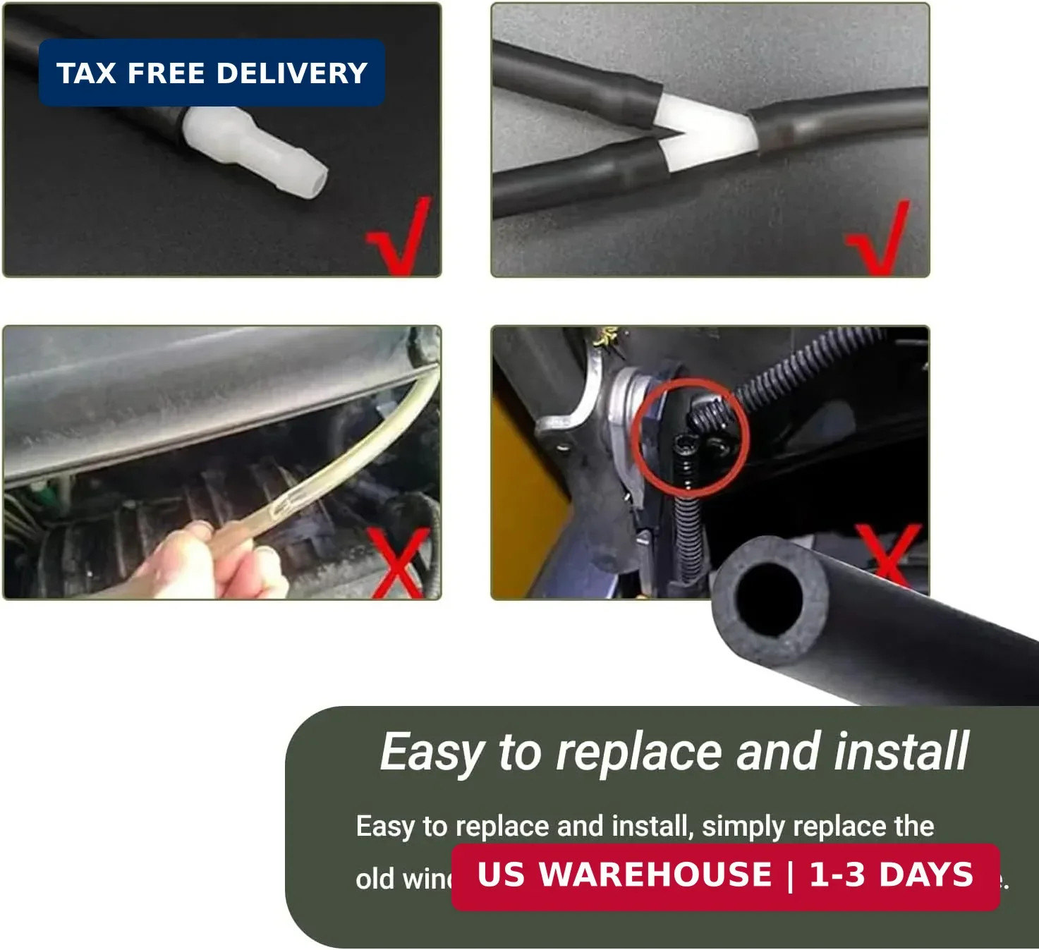 Windshield Washer Hose Kit, 5M Washer Fluid Hose with 12 Pcs Connectors, 2 Fan N