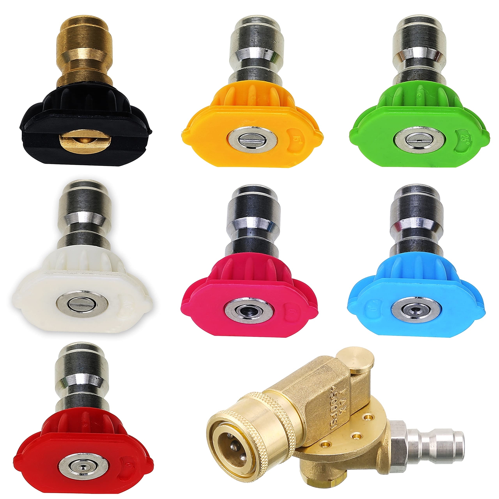 Pressure Washer Accessories Kit 7 Nozzle Tips Quick Connecting Coupler 8-Pack