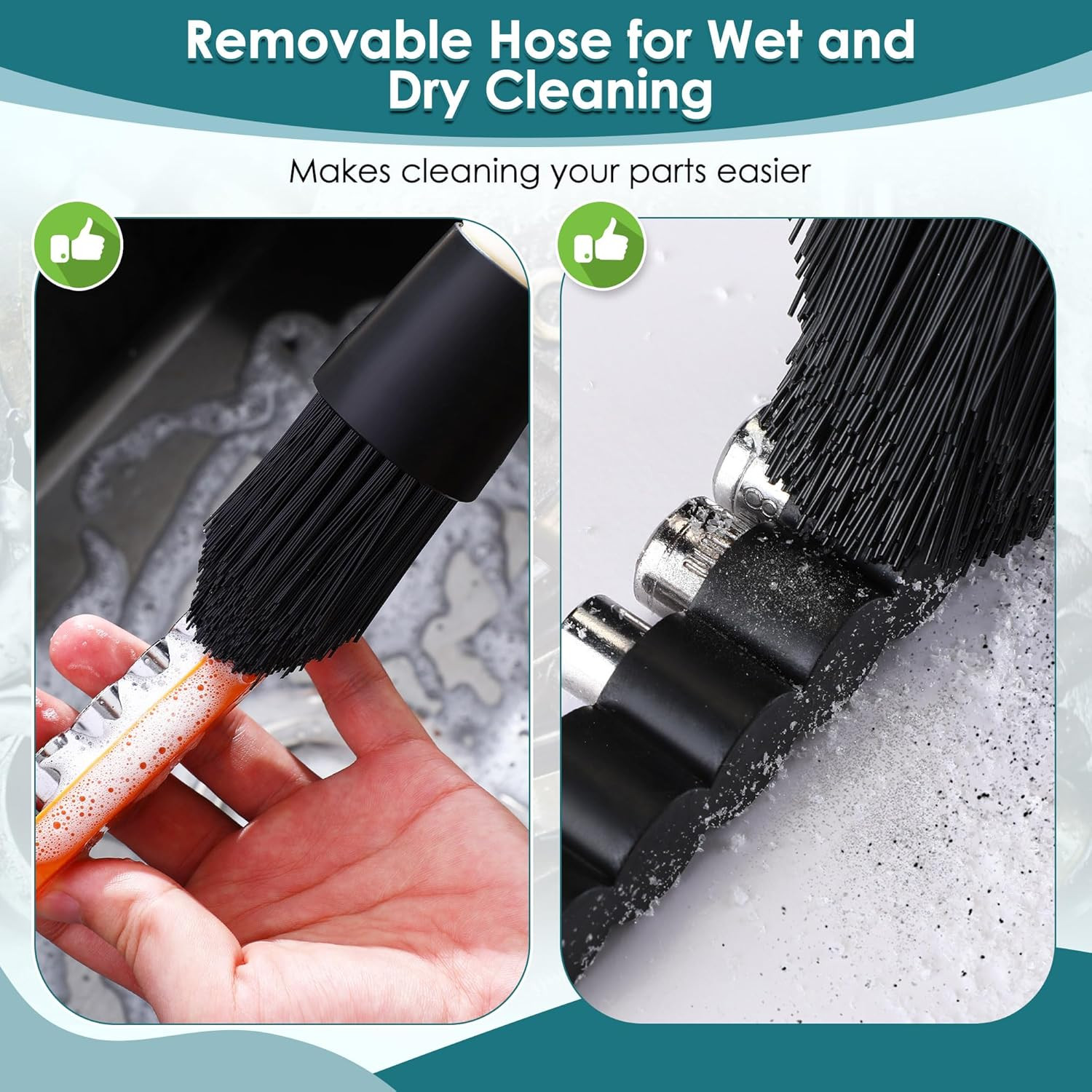 Parts Washer Brush with 27.5 Inch Flow Hose, Wear Resistant Cleaning Tool with 2