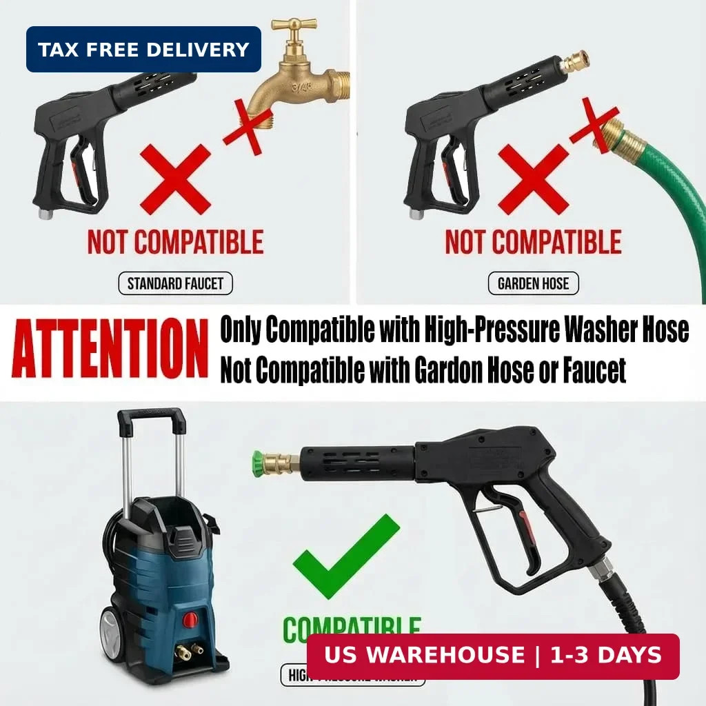 Swivel Pressure Washer Gun,Sturdy 5000PSI Short Power Washer Wand Carwash Spray