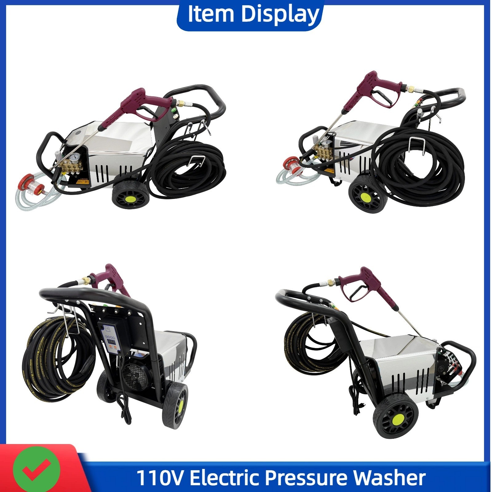 110V Electric Pressure Washer 18L 180bar High Pressure Floor Cleaner Car Washer