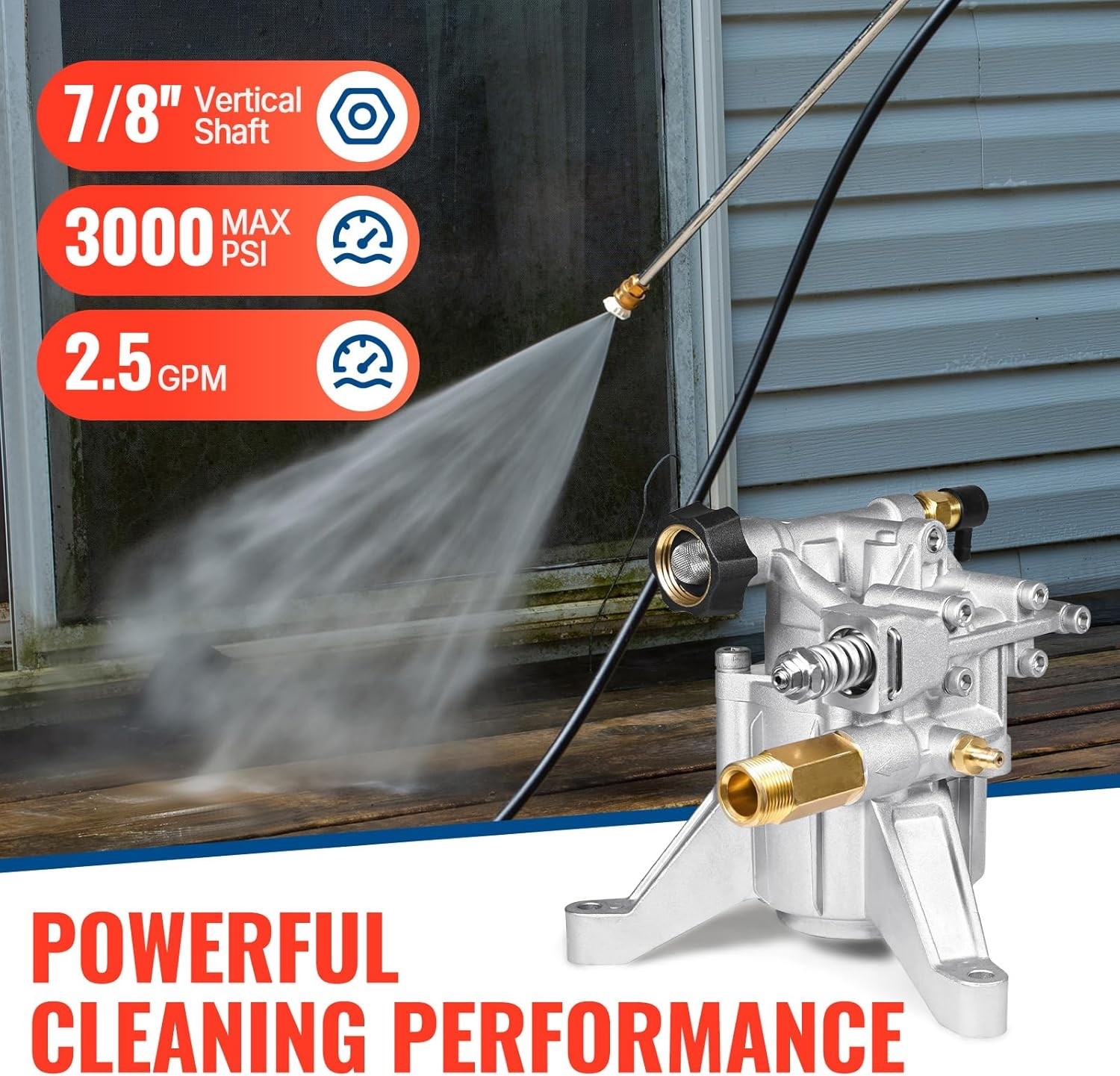 YAMATIC 7/8″ Shaft Vertical Pressure Washer Pump Rear Inlet/Outlet 3000 PSI