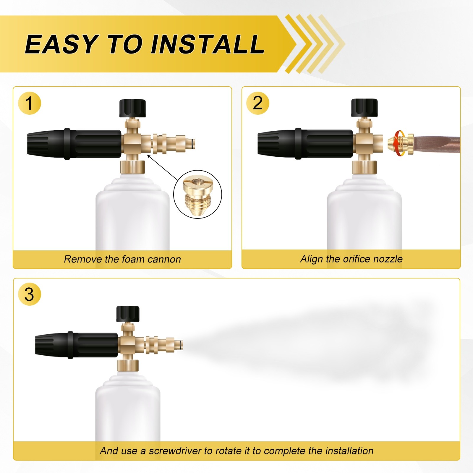 3-Pack Foam mm Brass 1.3 Cannon Orifice Nozzle Tips Washer Replacement Nozzles