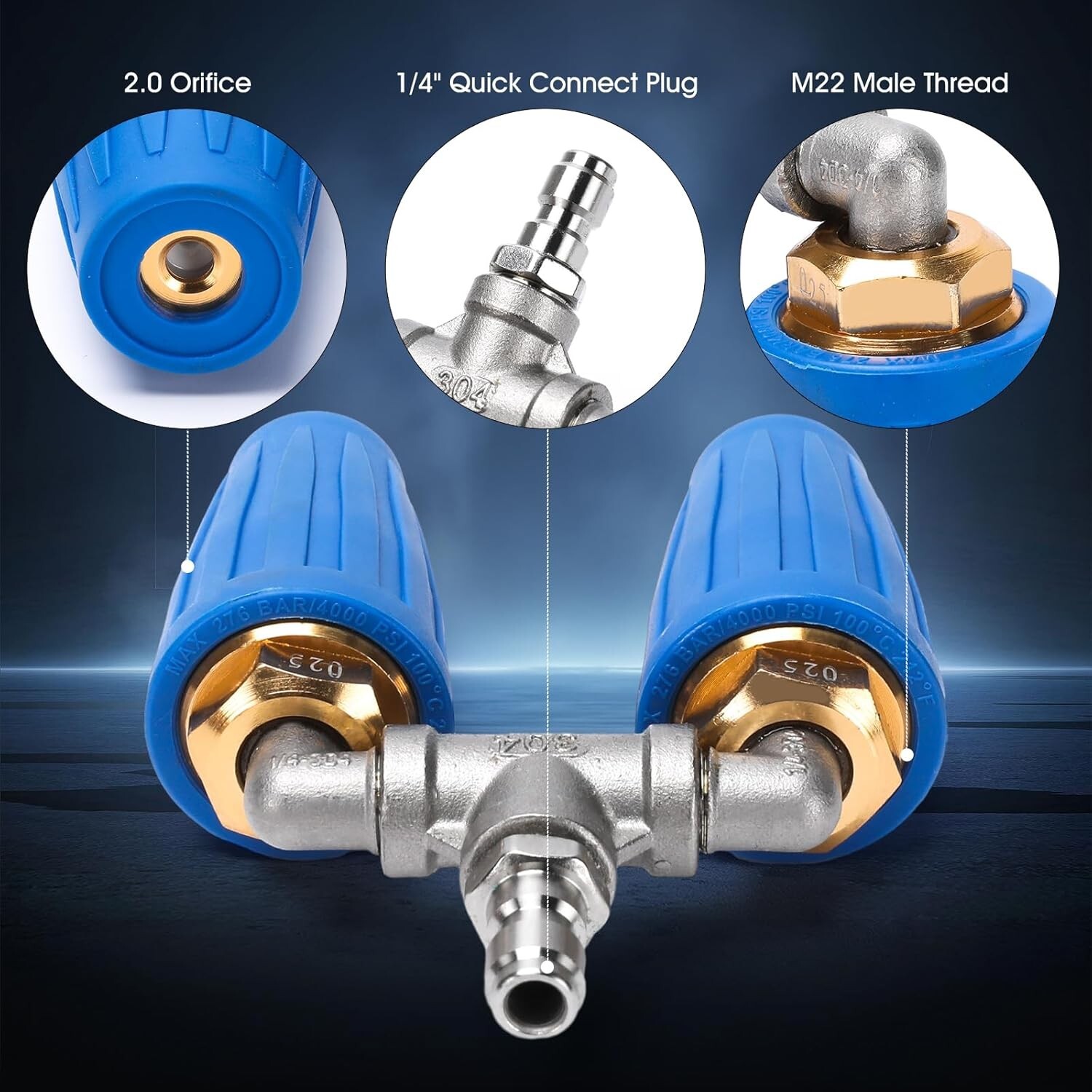 4000 PSI Dual Turbo Nozzle Pressure Washer 4-6 GPM 1/4″ Quick Connect Spray Tip