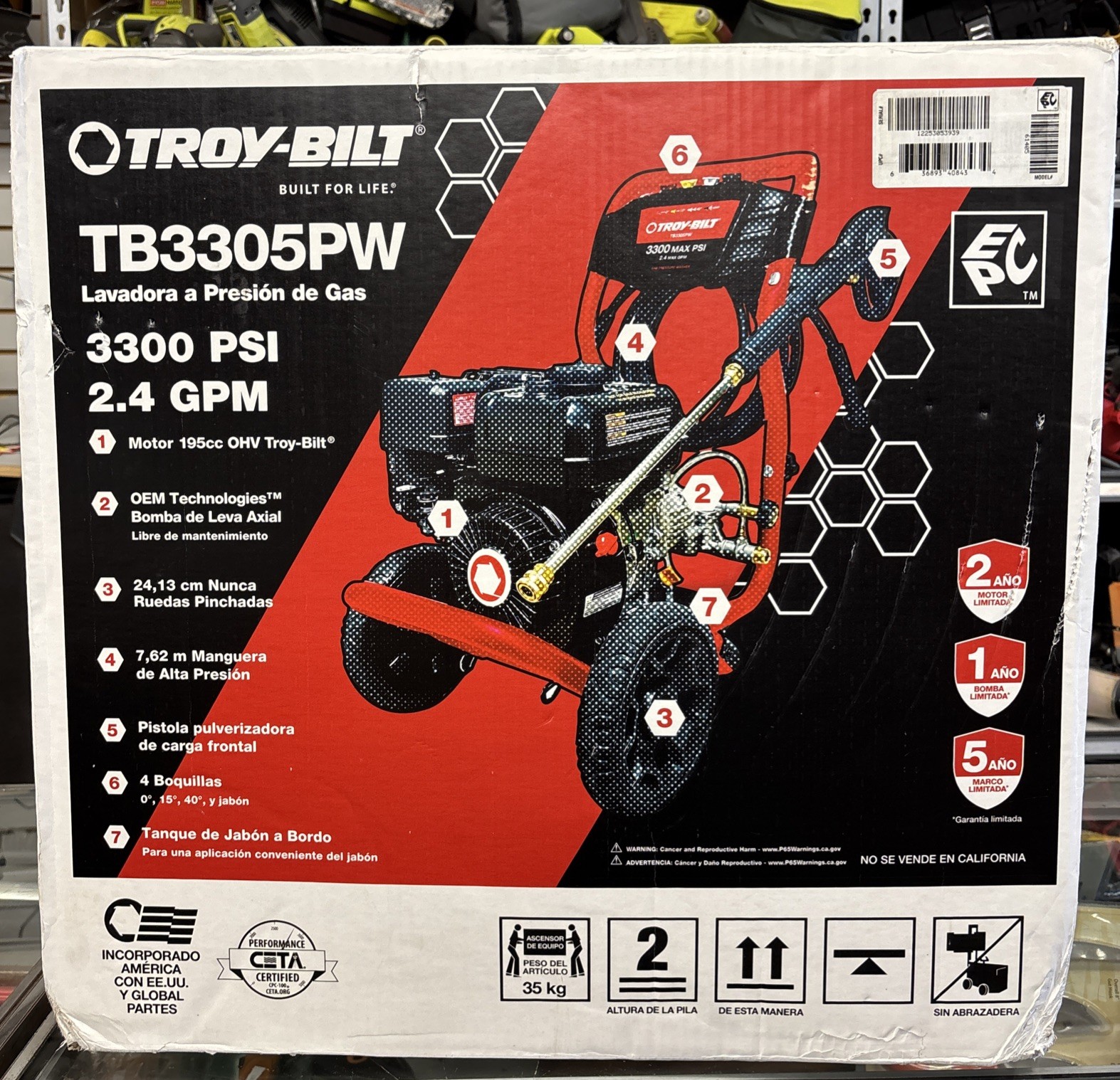 Troy-Bilt 3300 PSI 2.4 GPM Gas Pressure Washer, TB3305PW