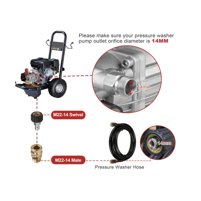 Pressure Washer Adapter Set M22 3/8″ Quick Connect Fitting For Power Washer Hose