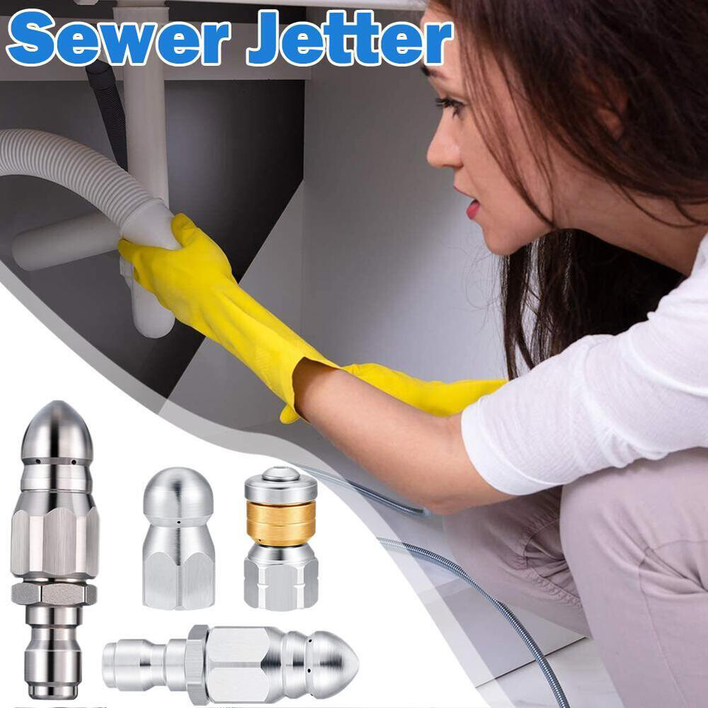 Pressure Washer 1/4” Male Drain Sewer Cleaning Pipe Jetter Rotating Nozzle Tool