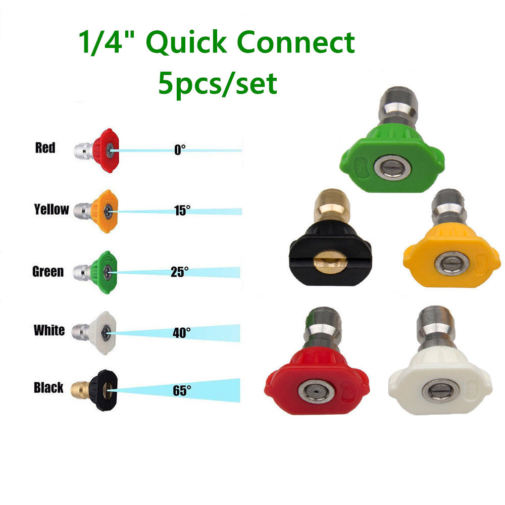 5pcs Quick Connect 1/4 Set Pressure Washer Nozzles Versatile Cleaning Spray Tips