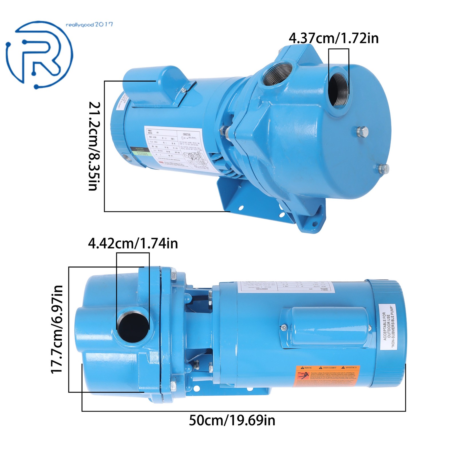 Cast Iron GT15 Self-Priming Centrifugal Pump 1-1/2HP 115/230Volt Water Pump