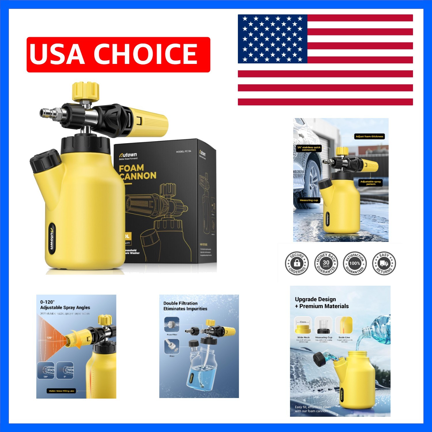 Foam Cannon for Pressure Washer, Car Wash Foam Sprayer with 1/4” Quick Connec…