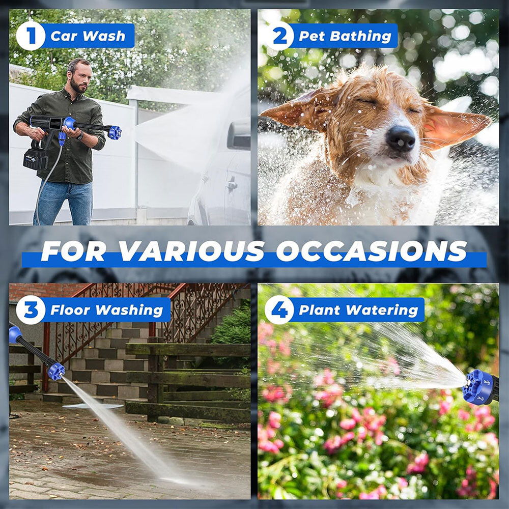 Cordless High Pressure Washer Gun with Foam Cannon, High Power， Max 435PSI