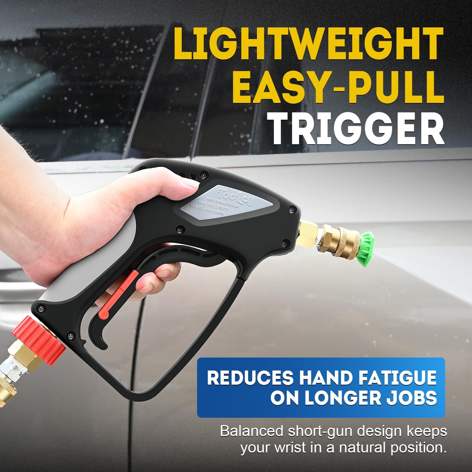 Pressure Washer Short Gun, Commercial 5000 PSI / 10.5 GPM with Nozzle Tips, 3…