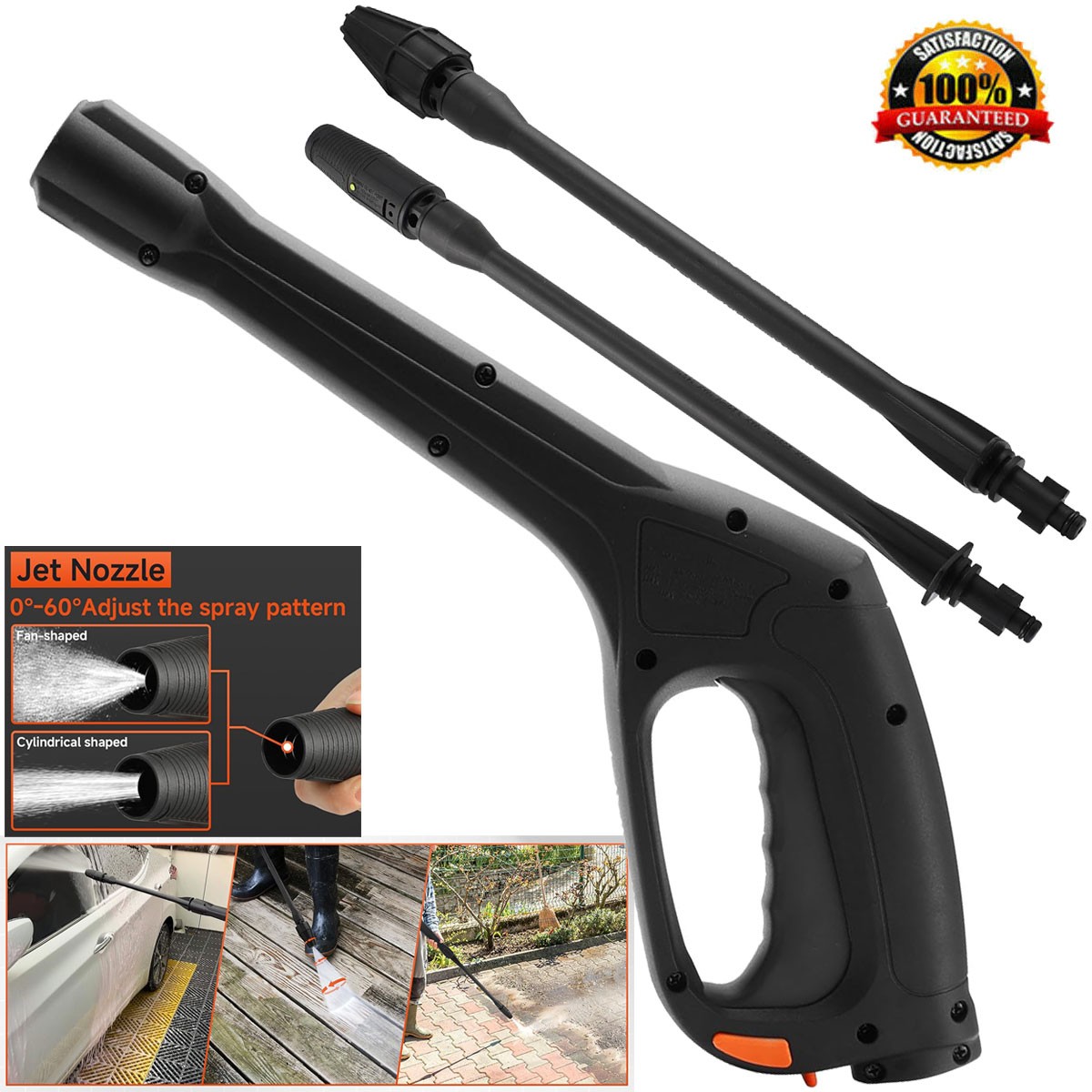 Portable High Pressure Water Spray Gun Car Washer Cleaner Tool Jet &Turbo Nozzle