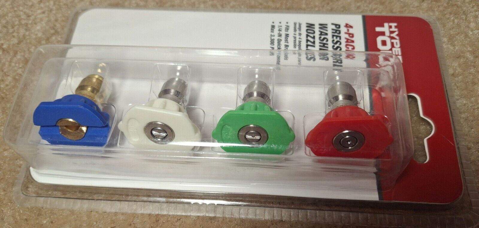 HYPER TOUGH 4-PACK PRESSURE WASHER NOZZLES, QUICK CONNECT, NEW, ALQN01